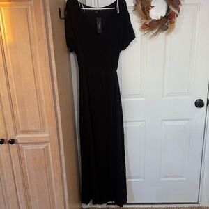 Lulu's Elegant Black Wrap Maxi Dress